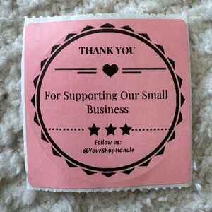 NEW 50 pc Pink Thank You Stickers with your shop name